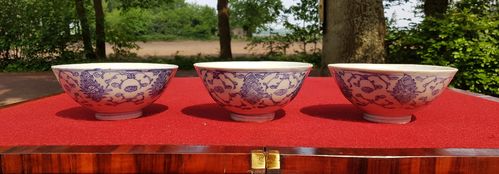 SOLD Chinese porcelain 3 antique rice bowls, Swatow (Zhangzhou), 18th century